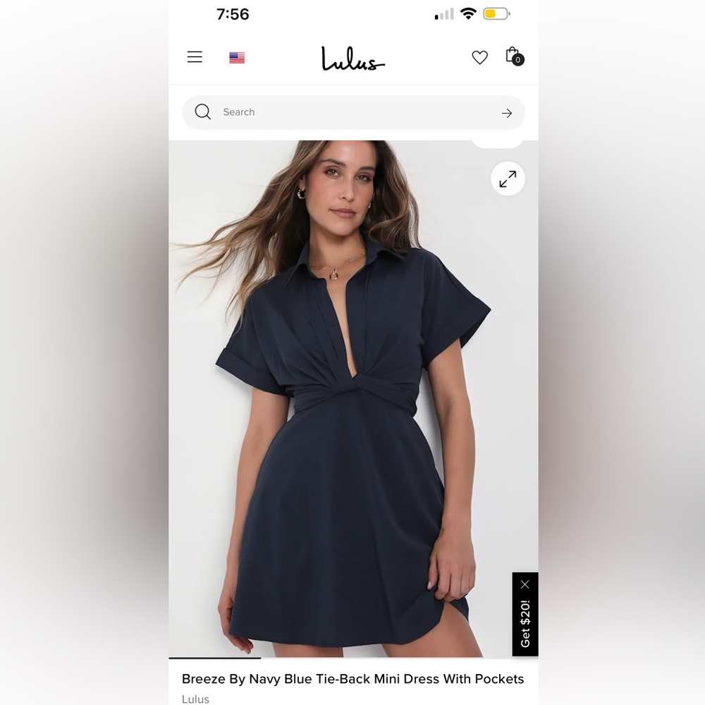 Lulu's Deep Blue Twist-Front Mini Dress